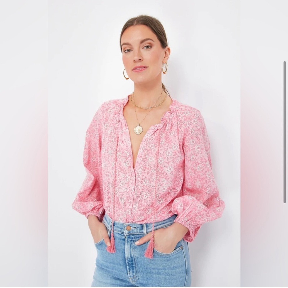 Emerson Fry Pink Floral Peasant Blouse